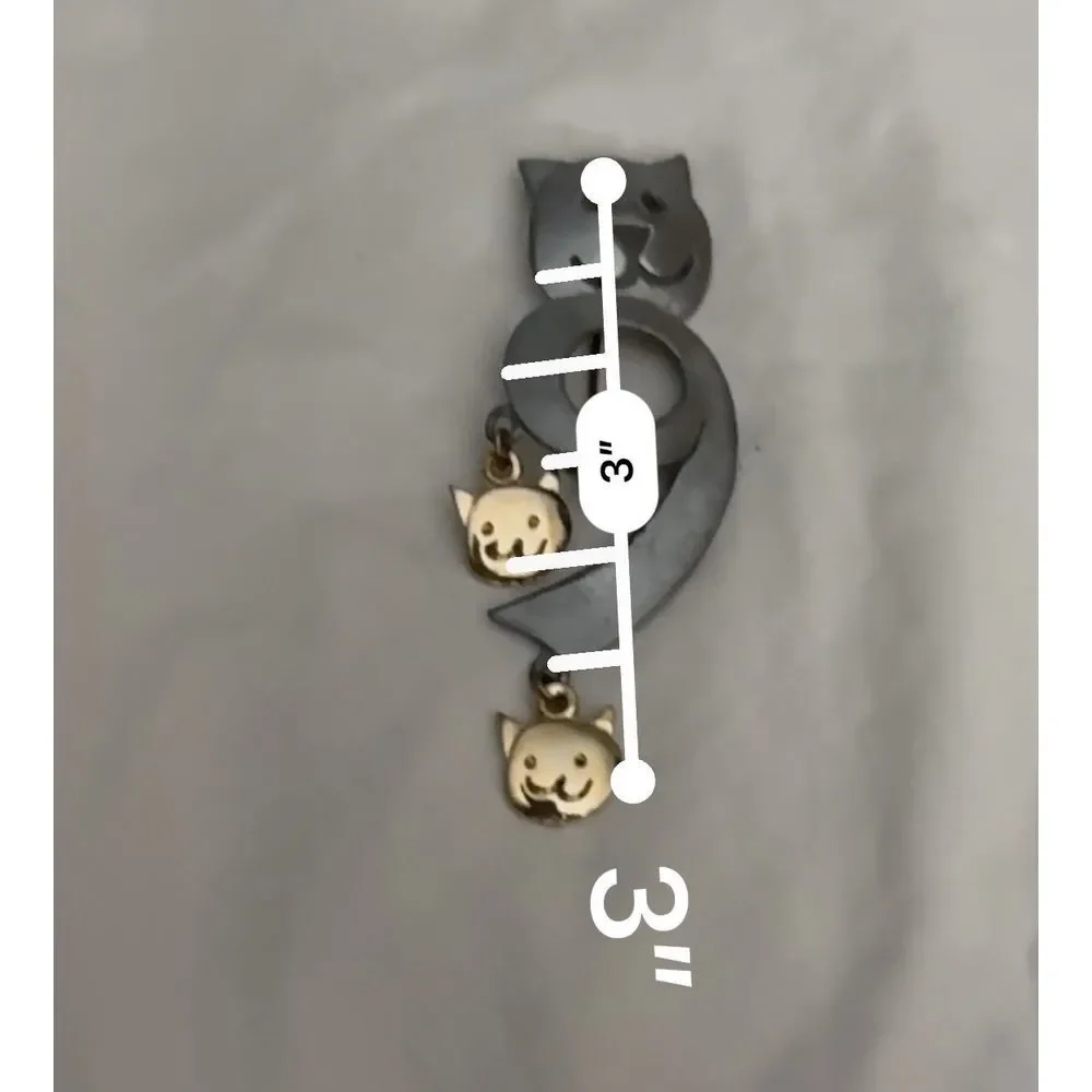 Cat Brooch Pin Cat Lover UltraCraft Gold & Pewter‎  Jewelry 9 Lives pin